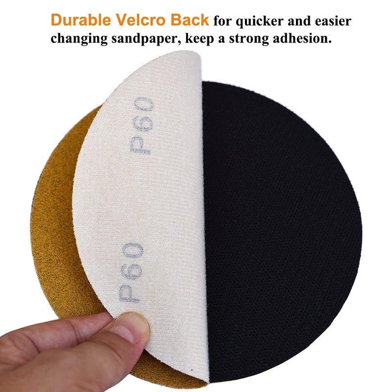 Aiyard 6-Inch No-Hole Hook and Loop Sanding Discs 60-Grit, Random Orbital Sandpaper for Automotive and Woodworking, 100-Pack - Image 4